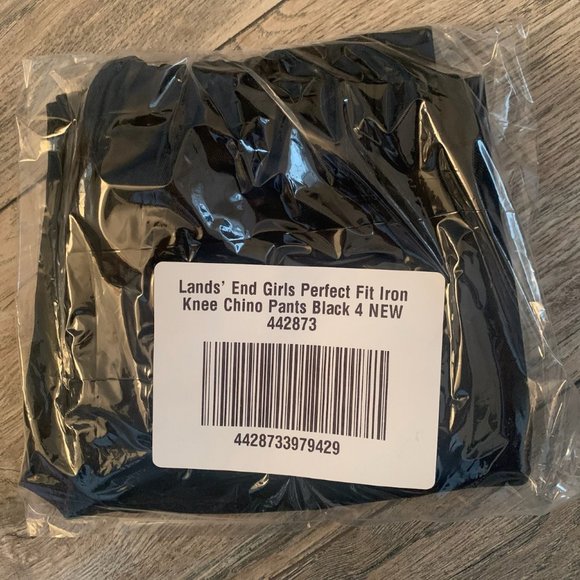 NWT LANDS' END PERFECT FIT IRON KNEE BLEND PLAIN FRONT CHINO PANTS BLACK 4, 6 - Picture 6 of 8